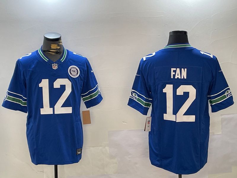 Men Seattle Seahawks #12 Fan Blue Throwback three generations 2024 Nike Limited NFL Jersey style 2->seattle seahawks->NFL Jersey